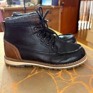 Max & Jake Kids Black and Brown Lace-Up Boots